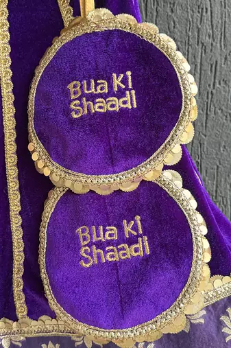 Purple Embroidered Velvet Lehenga Set