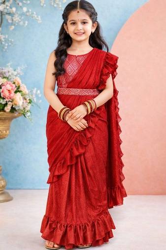 Red net designer kanjeevaram saree