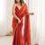 Orange embellished embroidered satin designer saree