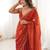 Orange embellished embroidered satin designer saree