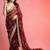 Maroon woven design embroidered fusion saree
