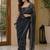 Black embellished mirror work poly georgette heavy work saree