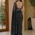 Black embellished mirror work poly georgette heavy work saree