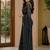 Black embellished mirror work poly georgette heavy work saree