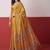 Mustard ajrak block mirror work satin designer saree