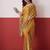 Mustard ajrak block mirror work satin designer saree