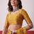 Mustard ajrak block mirror work satin designer saree