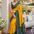 Yellow bandhani mirror work pure georgette leheriya saree