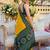 Yellow bandhani mirror work pure georgette leheriya saree