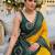 Yellow bandhani mirror work pure georgette leheriya saree