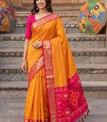Orange ethnic motifs zari silk blend designer saree