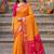 Orange ethnic motifs zari silk blend designer saree