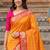 Orange ethnic motifs zari silk blend designer saree
