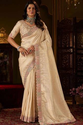 Gold woven design embroidered silk blend designer kanjeevaram saree