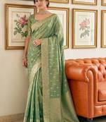 Olive woven design zari tissue designer banarasi saree