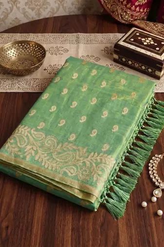 Olive woven design zari tissue designer banarasi saree