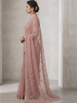 Peach tie and dye tissue saree 4