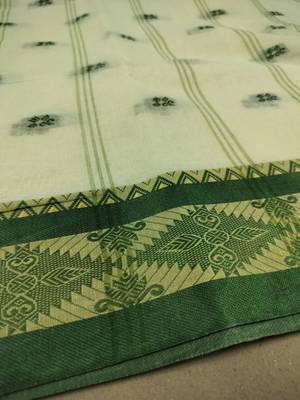 Cream pure cotton taant saree 4
