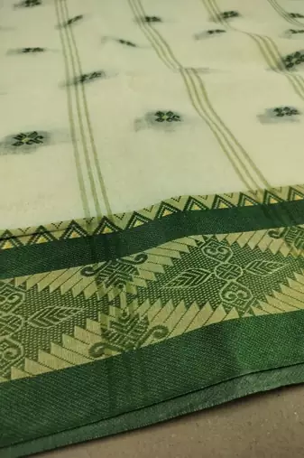 Cream pure cotton taant saree