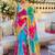 Multicolor tie and dye sequinned pure georgette leheriya saree