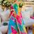 Multicolor tie and dye sequinned pure georgette leheriya saree