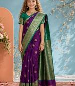 Purple zari art silk saree