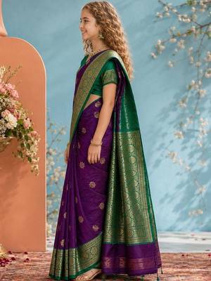 Purple zari art silk saree 2