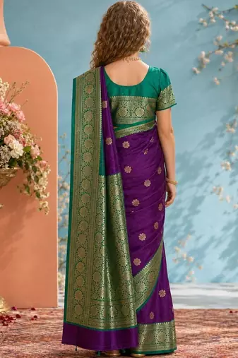 Purple zari art silk saree