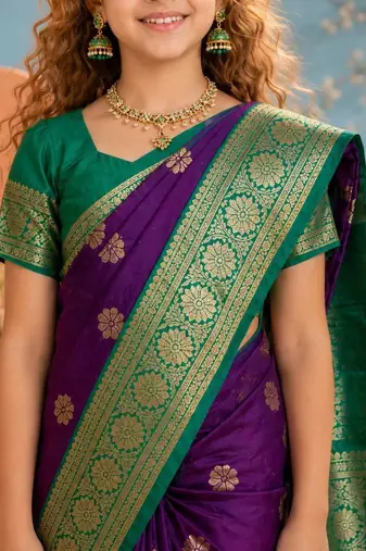 Purple zari art silk saree