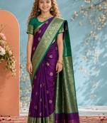 Purple zari art silk designer kanjeevaram saree