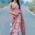 Pink designer digital printed pure linen saree