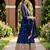 Women's navy blue embroidered  anarkali kurta set with pant and dupatta