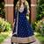 Women's navy blue embroidered  anarkali kurta set with pant and dupatta