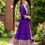 Women's purple embroidered  anarkali kurta set with pant and dupatta