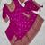 Women's rani pink embroidered  anarkali kurta set with pant and dupatta