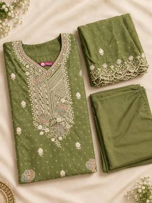 Women’s embroidered unstitched salwar suit dress material with dupatta 5