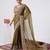 kanjivaram olive heavily encrusted sequin border shimmer saree with unstitched blouse