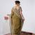 kanjivaram olive heavily encrusted sequin border shimmer saree with unstitched blouse
