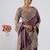 pure wine heavily encrusted sequin border shimmer saree with unstitched blouse