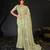 elegance green hand-embroidered floral motifs chiffon saree with unstitched blouse