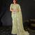 elegance green hand-embroidered floral motifs chiffon saree with unstitched blouse