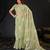 elegance green hand-embroidered floral motifs chiffon saree with unstitched blouse