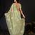 elegance green hand-embroidered floral motifs chiffon saree with unstitched blouse