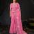new collection pink hand-embroidered floral motifs chiffon saree with unstitched blouse