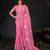 new collection pink hand-embroidered floral motifs chiffon saree with unstitched blouse