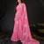 new collection pink hand-embroidered floral motifs chiffon saree with unstitched blouse
