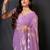 latest purple hand-embroidered floral motifs chiffon saree with unstitched blouse