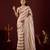 light weight brown stone and bead embroidery border chiffon saree with unstitched blouse