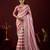 fashionable rose stone and bead embroidery border chiffon saree with unstitched blouse