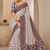 White Ajrakh Print With Mirror And Latkan Japan Satin Saree